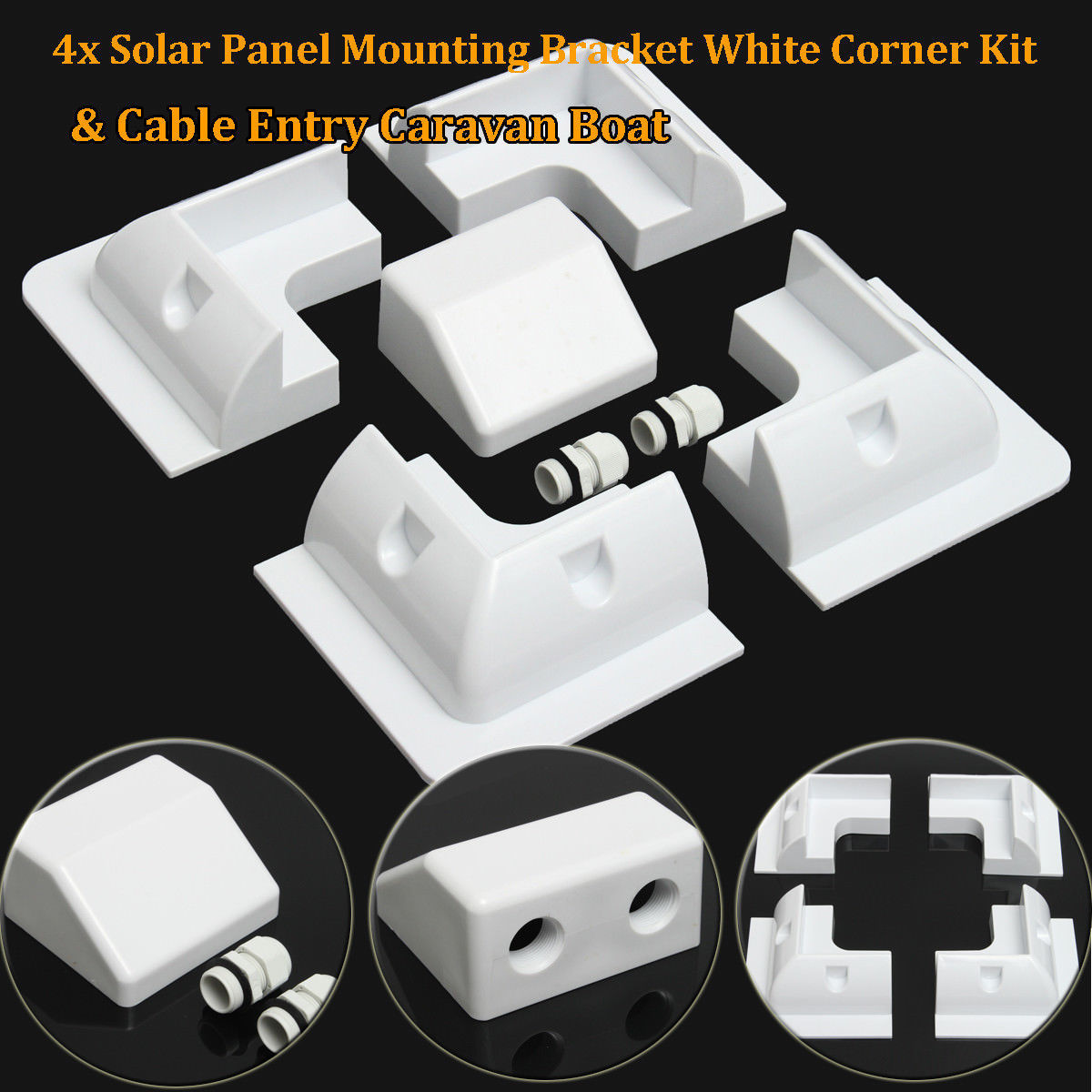 5 Pieces Solar Panel Mounting Kit drill free ABS Bracket SET, PASS THROUGH Boat (side profile) 5 Pieces Solar Panel - SL-MOUNT5 side profile | NZ Depot