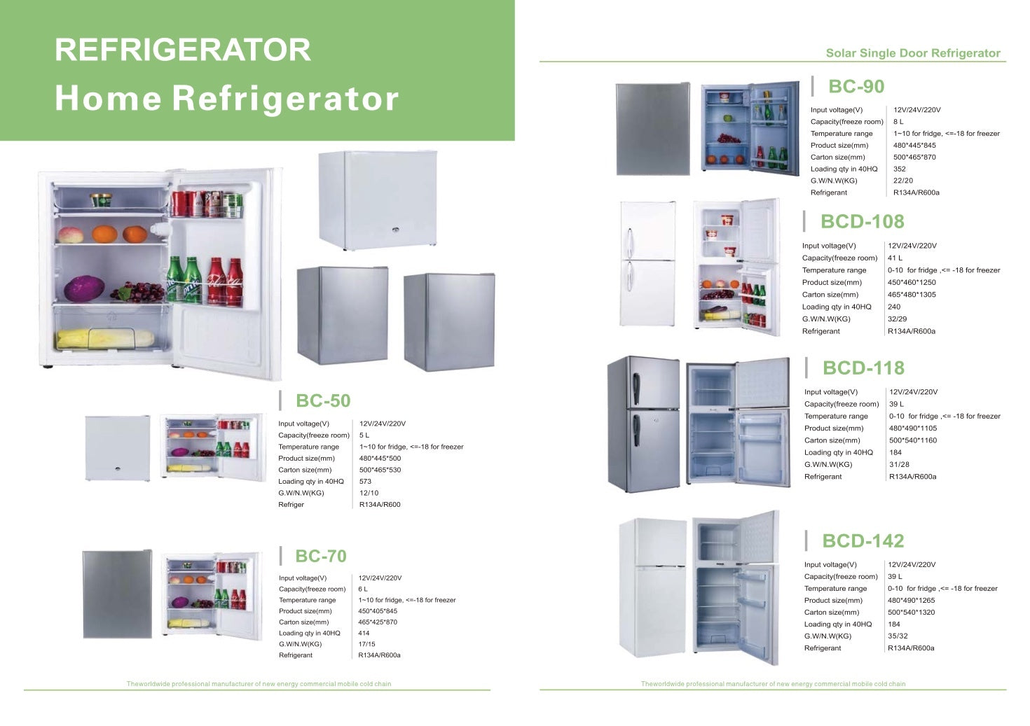 118L 12-24V DC Upright Dual Door Solar Powered Fridge Freezer with DC Compressor (detail view) 118L 12-24V DC Upright - BCD-118 detail view | NZ Depot