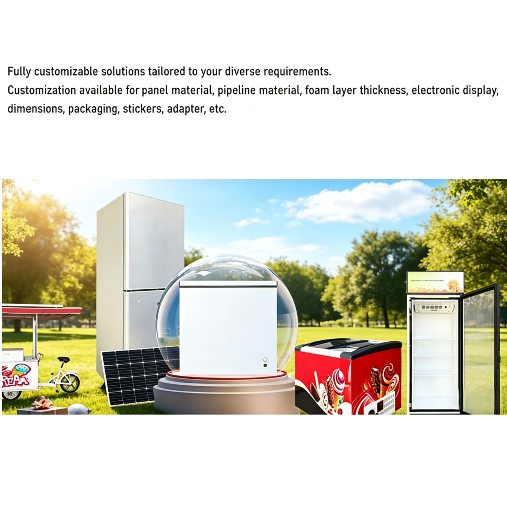 98L 12-24V DC Upright Dual Door Solar Powered Fridge Freezer with DC Compressor (installed view) 98L 12-24V DC Upright - BCD-98 installed view | NZ Depot