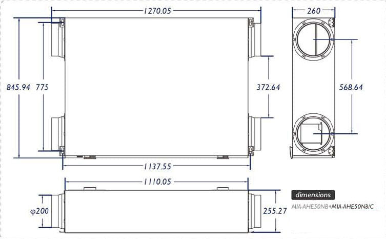 Premium Heat Exchange Ventilation System 500m3 - Efficient Recuperation (installed view) Premium Heat Exchange Ventilation - MIA-AHE350GL installed view | NZ Depot