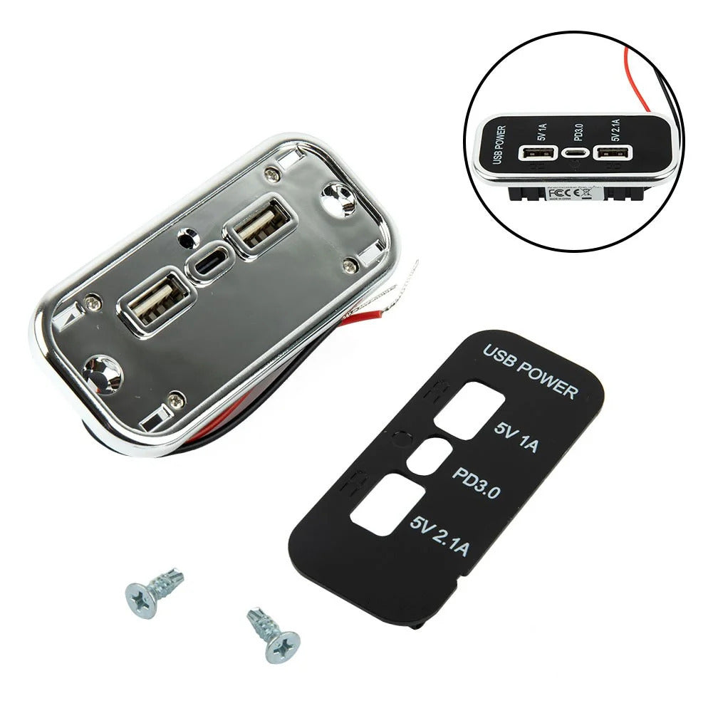 12-24V Dual USB-C PD Fast Charger Socket for Car, Boat & RV (product photo) 12-24V Dual USB-C PD - USB charger product photo | NZ Depot