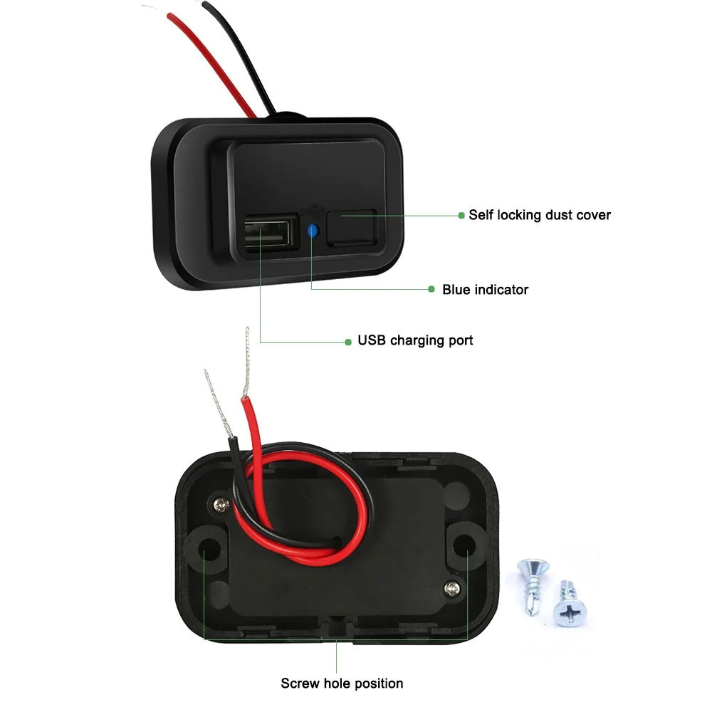 Dual USB 3.1A Car Charger Power Socket 12-24V with Dust Cover (product photo) Dual USB 3.1A Car - USB charger socket product photo | NZ Depot