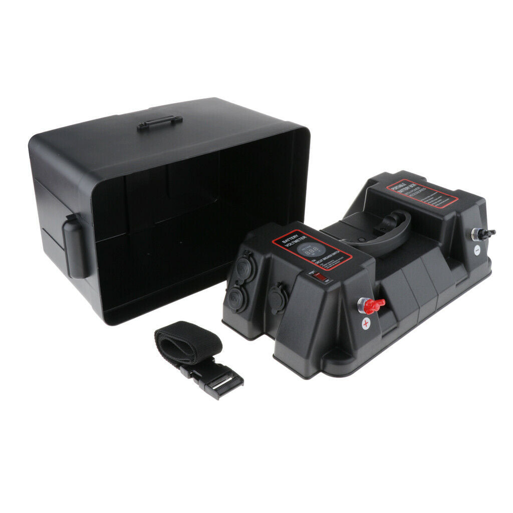 Battery Box with Voltmeter Gauge and Charger for Cars Boats RVs and Trucks (detail view) Battery Box with Voltmeter - BOX-2 detail view | NZ Depot