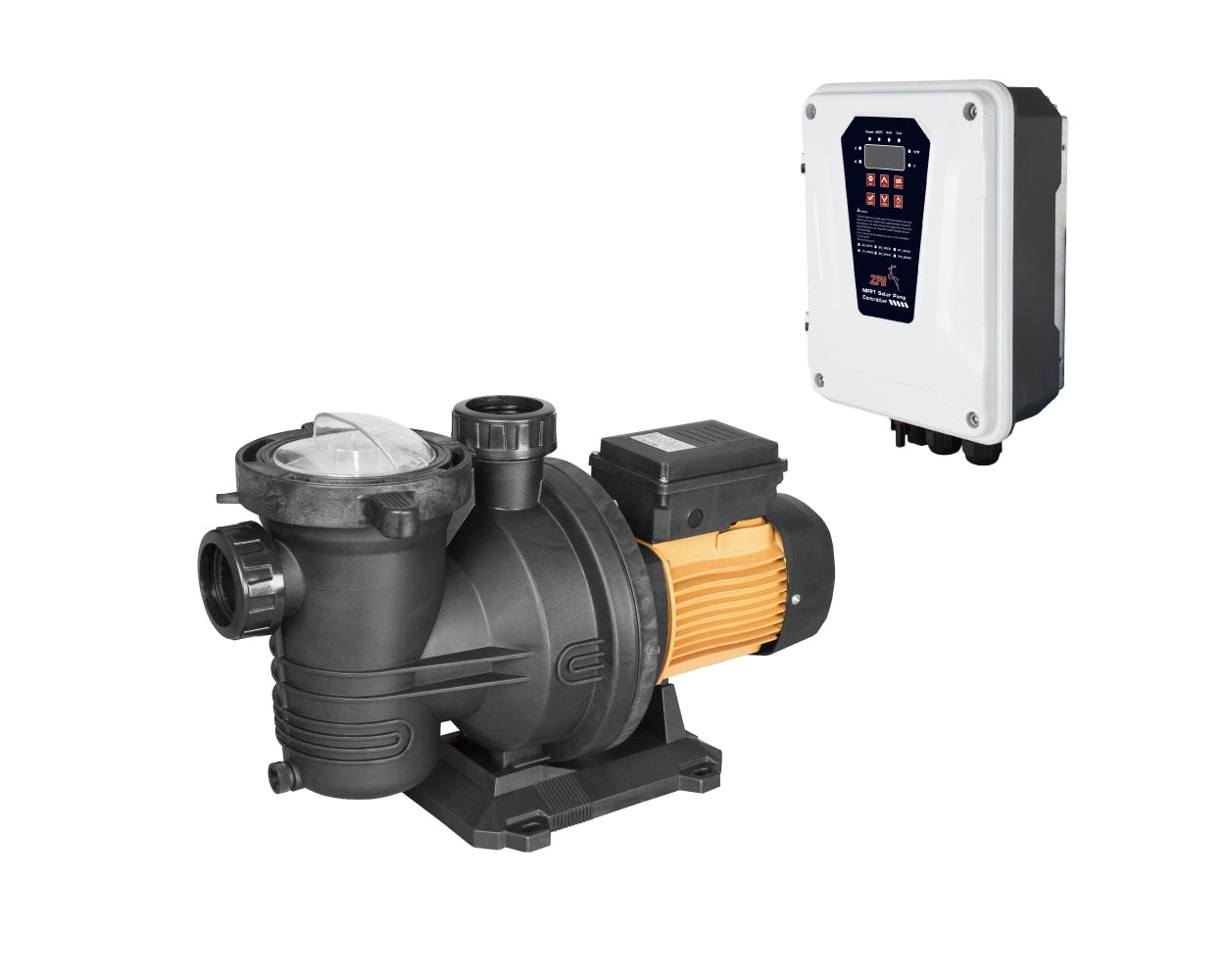 Latest Upgrade 1200W Solar Swimming Pool Pump Kit (installed view) Latest Upgrade 1200W Solar - PUMP-POOL-CB installed view | NZ Depot