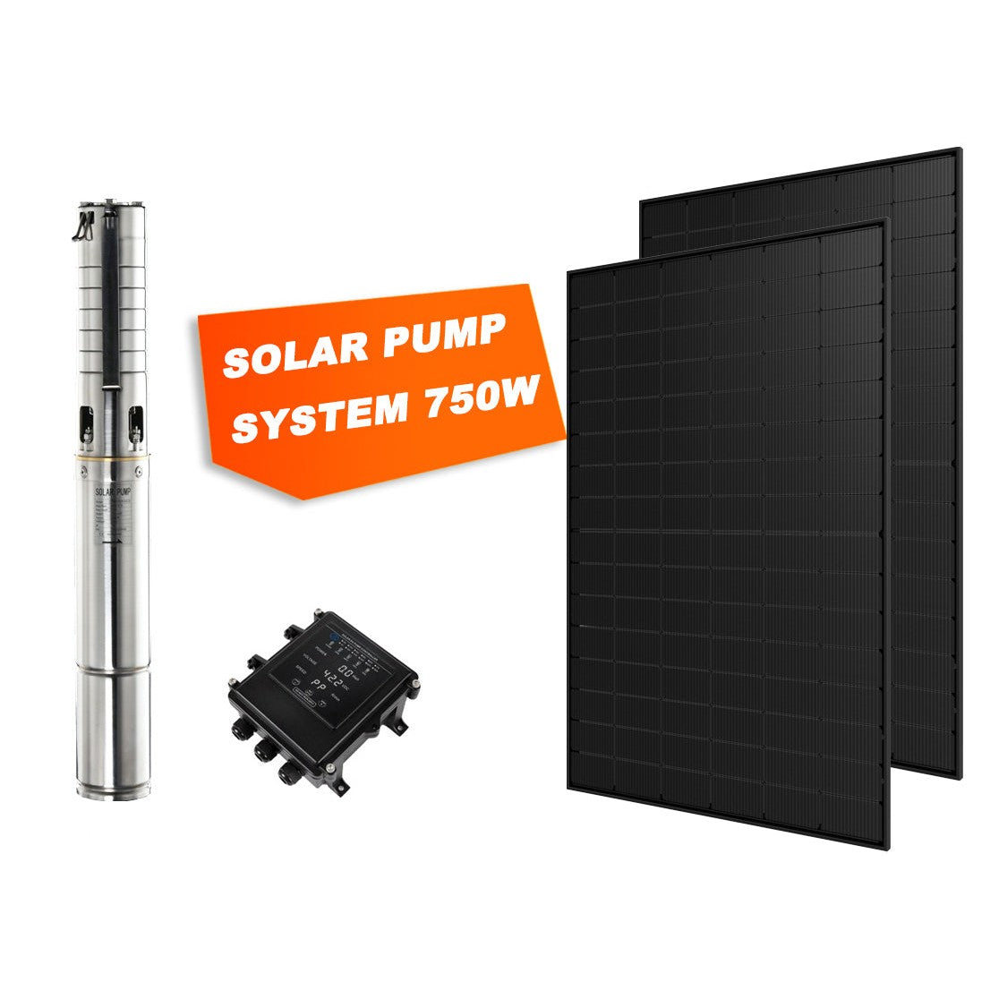 Submersible Solar Power Pump System 750W Solar Pump (side profile) Submersible Solar Power Pump - SL-PUMP750WCB side profile | NZ Depot
