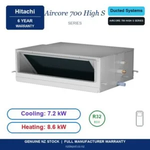 Hitachi 7.2kW Aircore 700 High Static - PPIH-3.0UFA1NQ-PAS-3.0UFASNQ1-SET side profile | NZ Depot