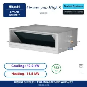 Hitachi 10kW Aircore 700 High Static Three Phase - PPIH-4.0UFA1NQ-PAS-4.0UFASMQ1-SET side profile | NZ Depot
