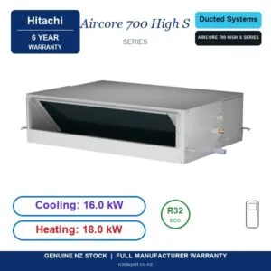 Hitachi 16kW Aircore 700 High Static Three Phase - PPIH-6.5UFA1NQ-PAS-6.5UFASMQ1-SET side profile | NZ Depot