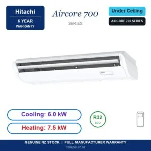 Hitachi 6kW Aircore 700 - PPFC-2.5UFA1NQ-PAS-2.5UFASNQ1-SET side profile | NZ Depot