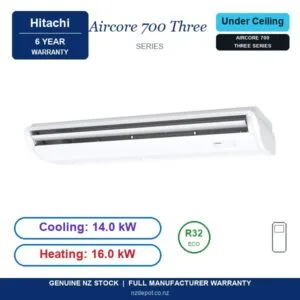 Hitachi 14kW Aircore 700 Three Phase - PPFC-6.0UFA1NQ-PAS-6.0UFASMQ1-SET side profile | NZ Depot