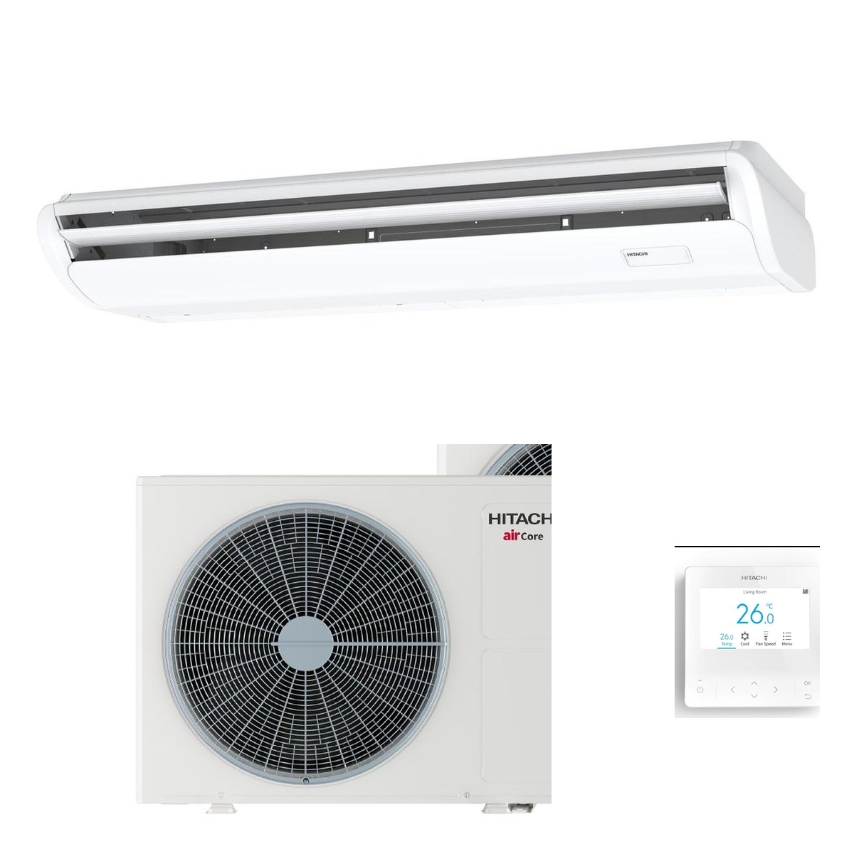 Hitachi 12.5kW Aircore 700 Three Phase Under Ceiling Heat Pump Air Conditioner - Complete Set (Indoor + Outdoor) 1 Hitachi 12.5kW Aircore 700 Three Phase Under Ceiling Heat Pump Air Conditioner - Complete Set (Indoor + Outdoor) - NZ Depot