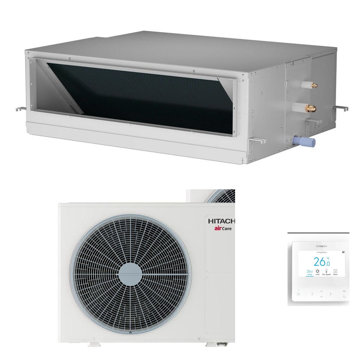 Hitachi 10kW Aircore 700 High Static Ducted Systems Heat Pump Air Conditioner - Complete Set (Indoor + Outdoor) 1 Hitachi 10kW Aircore 700 High Static Ducted Systems Heat Pump Air Conditioner - Complete Set (Indoor + Outdoor) - NZ Depot