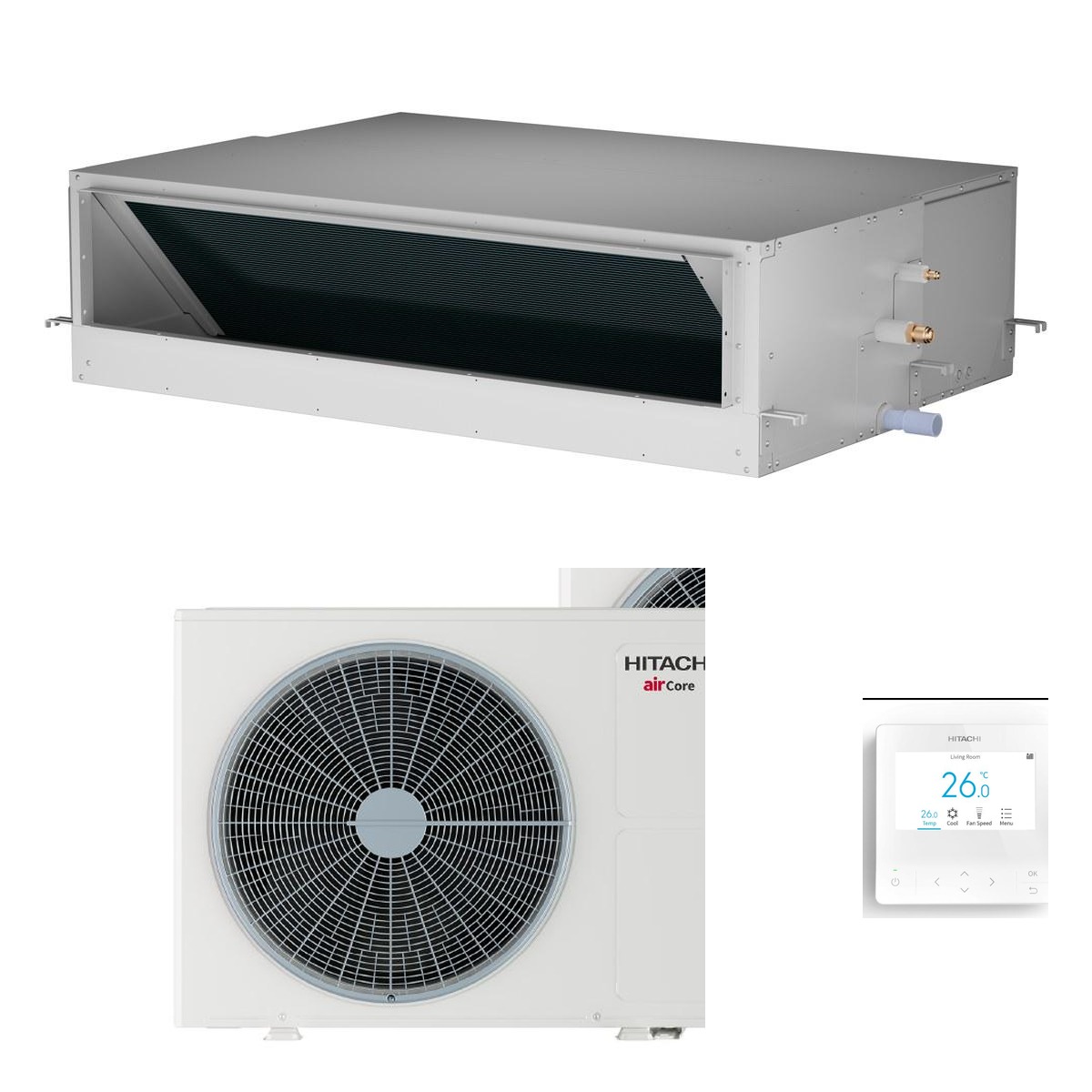 Hitachi 12.5kW Aircore 700 High Static Three Phase Ducted Systems Heat Pump Air Conditioner - Complete Set (Indoor + Outdoor) 1 Hitachi 12.5kW Aircore 700 High Static Three Phase Ducted Systems Heat Pump Air Conditioner - Complete Set (Indoor + Outdoor) - NZ Depot