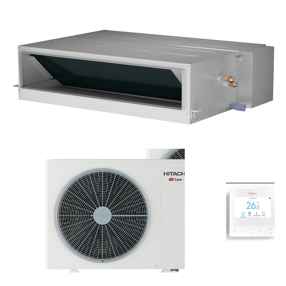 Hitachi 10kW Aircore 700 Mid Static Three Phase Ducted Systems Heat Pump Air Conditioner - Complete Set (Indoor + Outdoor) 1 Hitachi 10kW Aircore 700 Mid Static Three Phase Ducted Systems Heat Pump Air Conditioner - Complete Set (Indoor + Outdoor) - NZ Depot