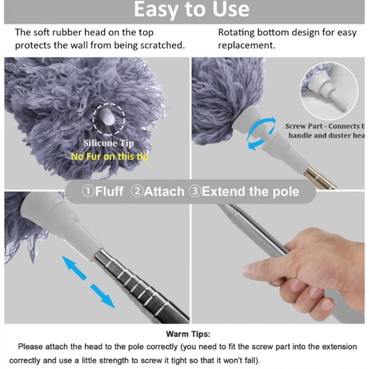 Extra-Long Retractable Duster with Extendable Rod Reusable - Microfiber Brush - Homeware Clearance Sale - 2 - NZ DEPOT Bathroom Buy Extra-Long Retractable Duster with Extendable Rod Reusable Online - Homeware Clearance Sale - - 2 - NZ Depot Delivery