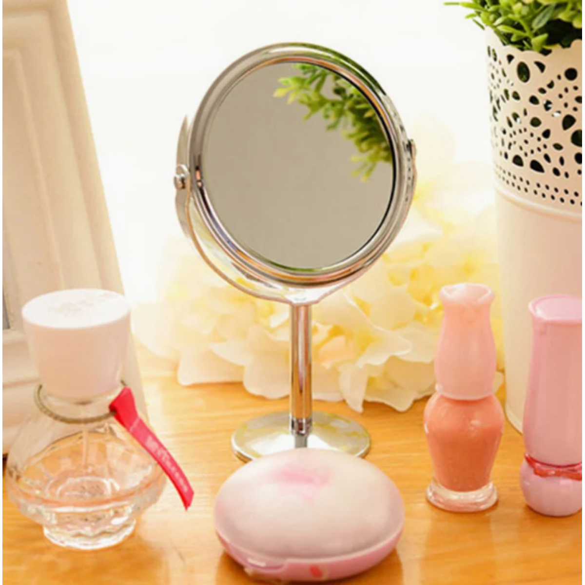 Iron-carbon Alloy Makeup Mirror Glass Silver Double Cosmetic Mirror Oval Mirror - Oval Makeup Mirror - Homeware Clearance Sale - 3 - NZ DEPOT Bathroom Buy Iron-carbon Alloy Makeup Mirror Glass Silver Double Cosmetic Mirror Oval Mirror Online - Homeware Clearance Sale - - 3 - NZ Depot Delivery