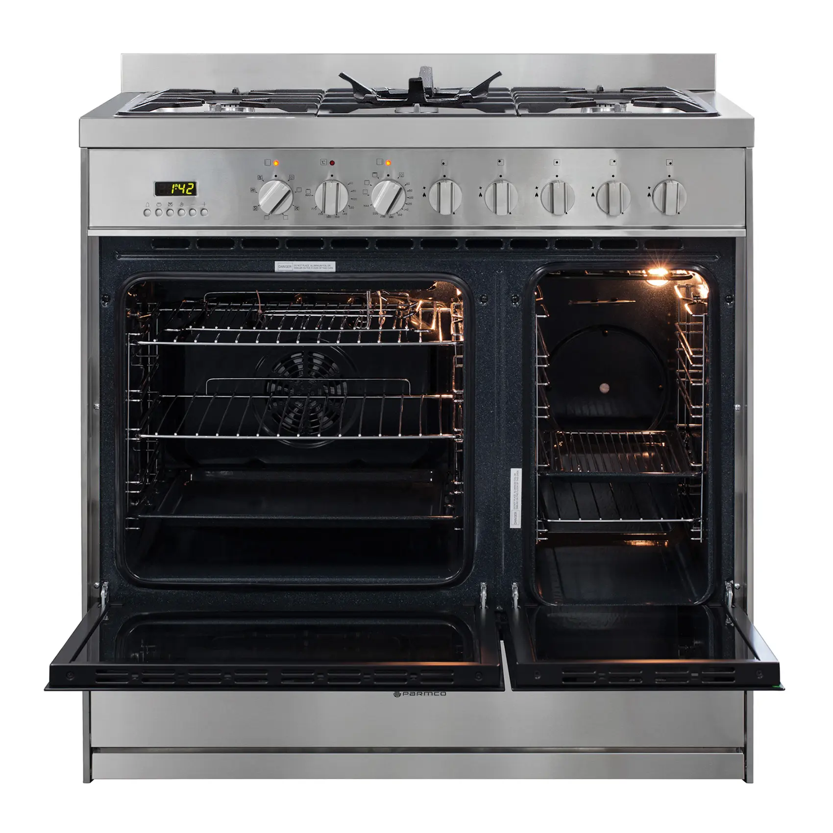Parmco Freestanding stove 900mm stainless gas 1.5oven - FS9S-5-3 - - 2 - NZ DEPOT Parmco Buy Parmco Freestanding stove 900mm stainless gas 1.5oven Online - - 2 - NZ Depot Kitchen