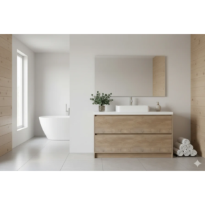 Buy Vanity - Etham Series with Stone Top 1200mm - Wood Online - Vanities - Freestanding - Square Basin - 2 - NZ Depot Delivery