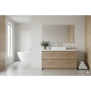 Buy Vanity - Etham Series with Stone Top 1200mm - Wood Online - Vanities - Freestanding - Square Basin - 2 - NZ Depot Delivery