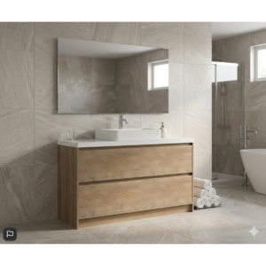 Buy Vanity - Etham Series with Stone Top 1200mm - Wood Online - Vanities - Freestanding - Square Basin - 1 - NZ Depot Delivery