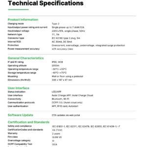 Autel MaxiCharger AC 7.4kW - MaxiCharger AC Lite 7.4kW side profile | NZ Depot