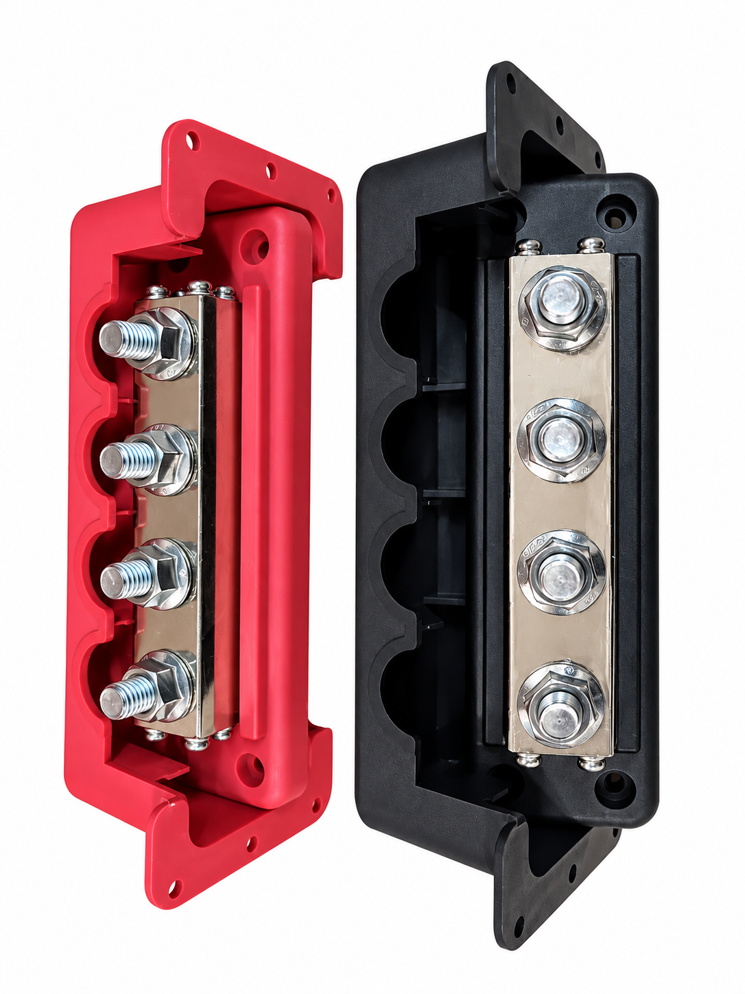 1 Pair M10 4-Post 600A Power Distribution Block Bus Bar with Cover 1 1 Pair M10 4-Post - BUSBAR-4-600 front view | NZ Depot