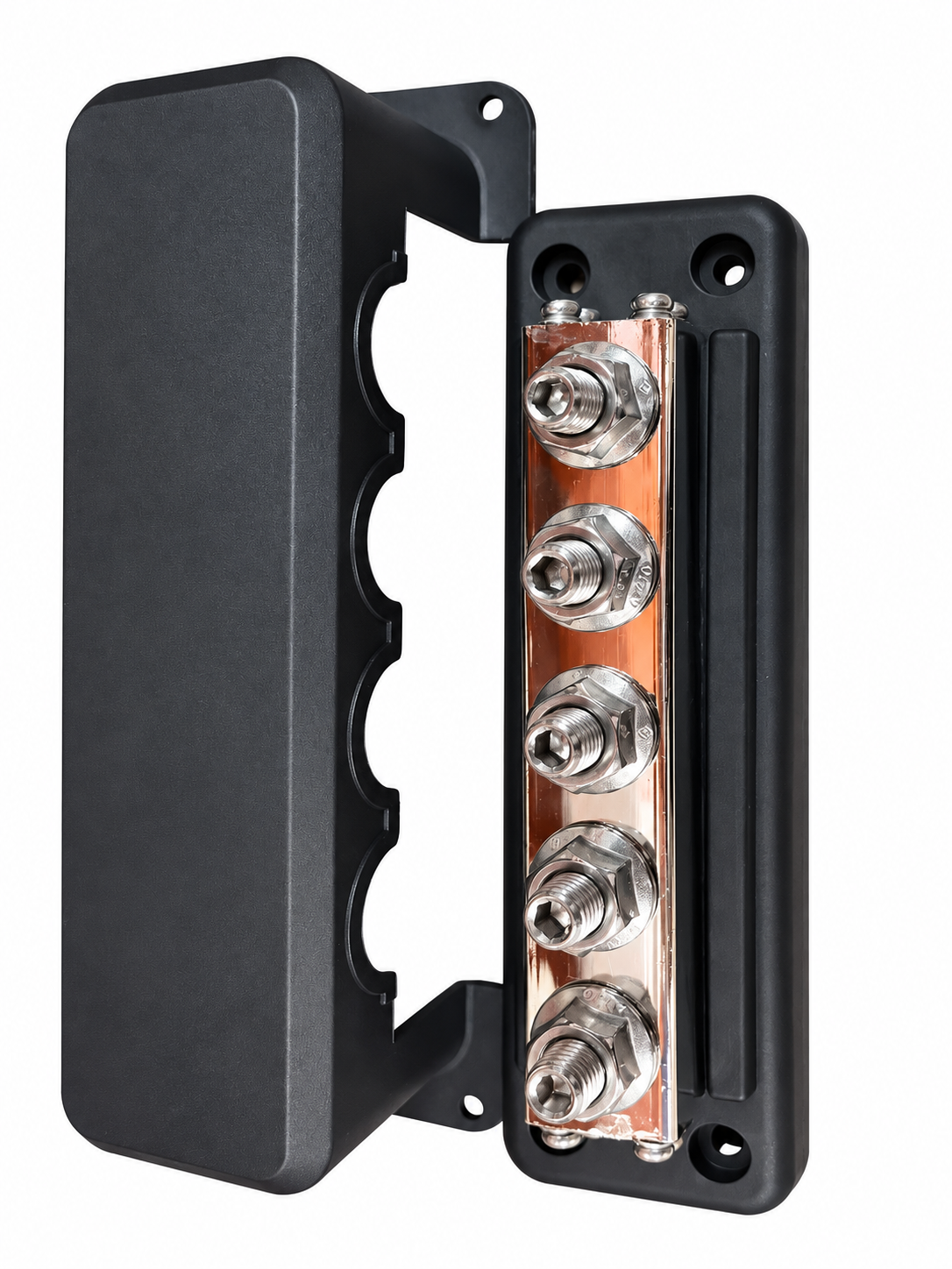 1 Pair M10 5-Post 600A Power Distribution Block Bus Bar with Cover 1 1 Pair M10 5-Post - BUSBAR-5-600 front view | NZ Depot