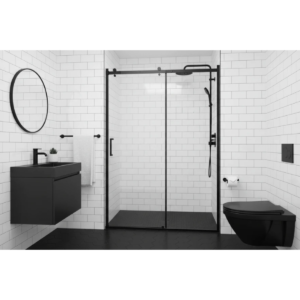 Buy Shower Glass - Rock Series Sliding Door (1170x2100mm) Black Online - Shower Enclosures - Frameless Shower - 2 - NZ Depot Delivery