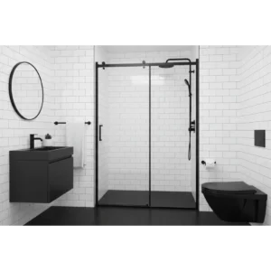 Buy Shower Glass - Rock Series Sliding Door (1170x2100mm) Black Online - Shower Enclosures - Frameless Shower - 2 - NZ Depot Delivery
