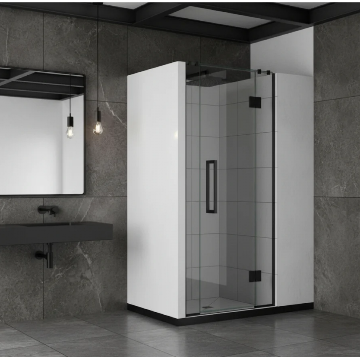 Shower Glass - Stream Series Swing Door 870mm Gunmetal Grey Frame - SHO870A GM - Shower Enclosures - 3 - NZ DEPOT Bathroom Buy Shower Glass - Stream Series Swing Door 870mm Gunmetal Grey Frame Online - Shower Enclosures - Frameless Shower - 3 - NZ Depot Delivery