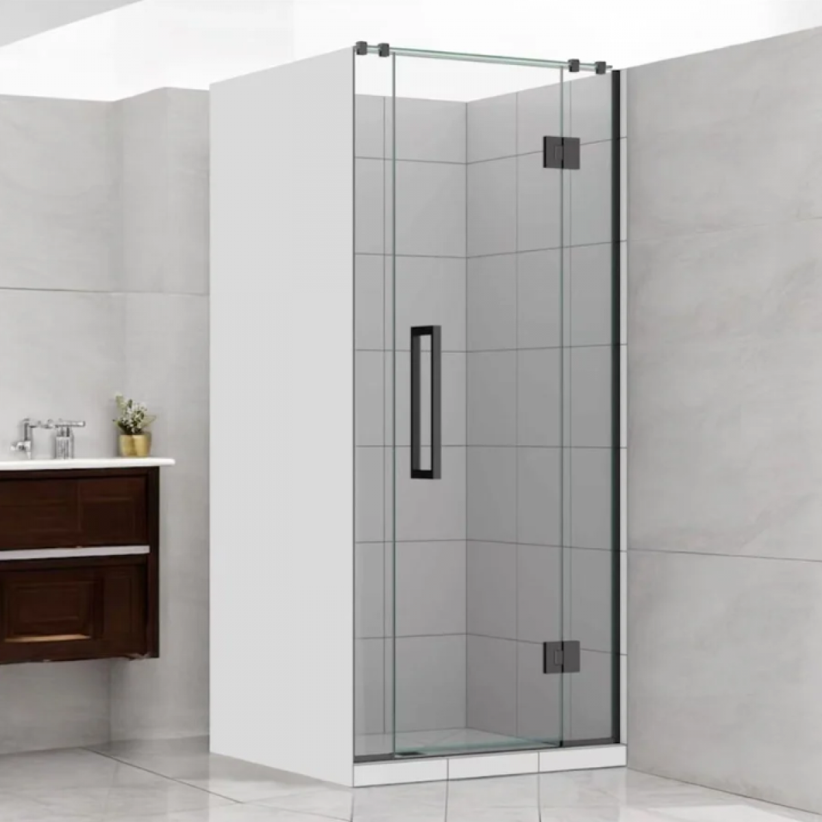 Shower Glass - Stream Series Swing Door 1170mm Gunmetal Grey Frame 1 Buy Shower Glass - Stream Series Swing Door 870mm Gunmetal Grey Frame Online - Shower Enclosures - Frameless Shower - 1 - NZ Depot Delivery