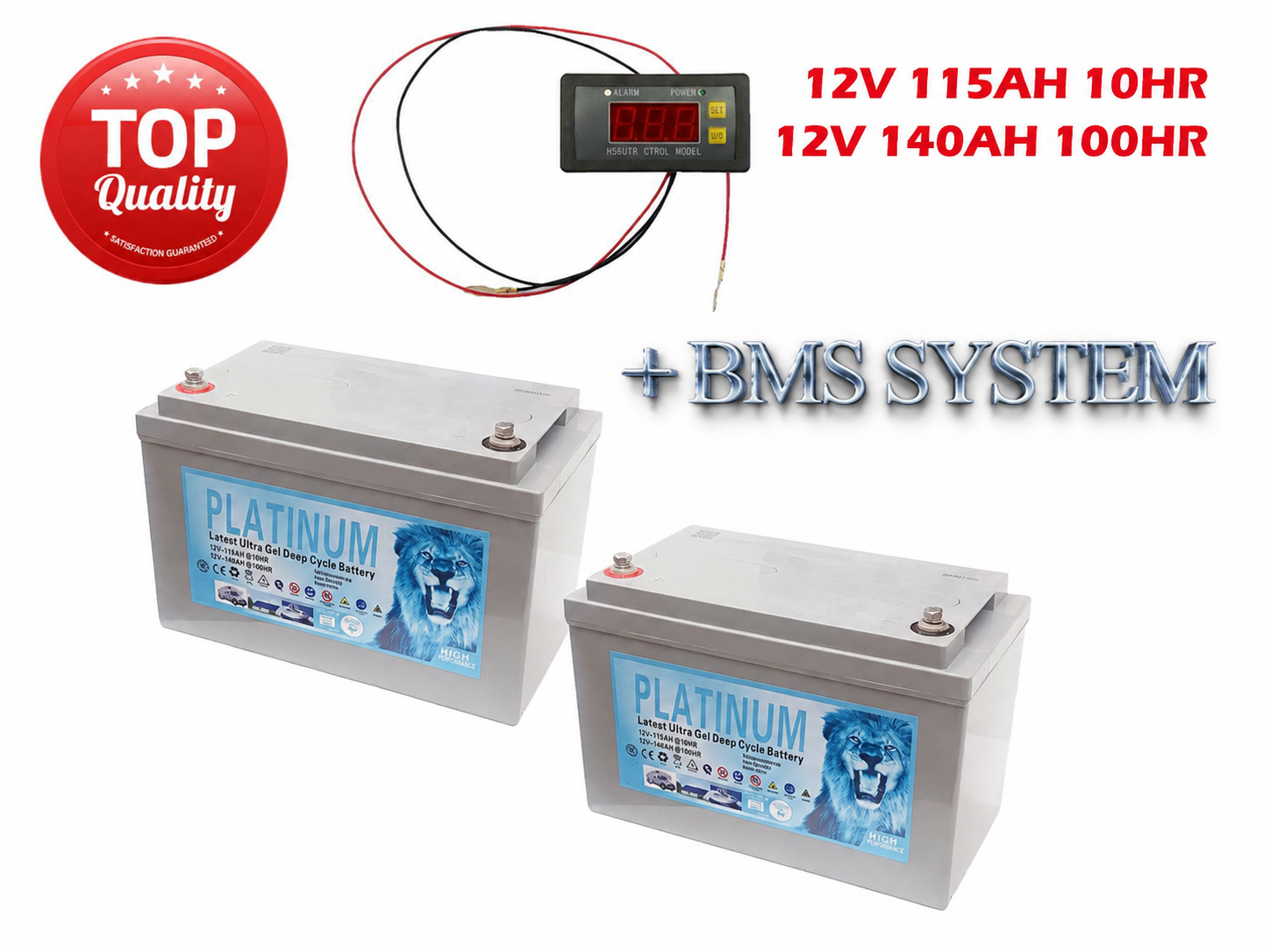 2X 2026 Platinum Lead Acid AGM + GEL 2.0 115Ah 140Ah 12V Deep Cycle Battery 1 2X 2026 Platinum Lead - BTG-140A-2 front view | NZ Depot