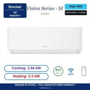 Sinclair 2.64kW Vision Series - SIHA/SOHA-10BV 2.6kW - SINCLAIR-VISION-SERIES-SIHA-SOHA-10BV-2-6KW-2.6KW side profile | NZ Depot