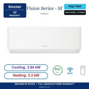 Sinclair 2.64kW Vision Series - SIHA/SOHA-10BV 2.6kW - SINCLAIR-VISION-SERIES-SIHA-SOHA-10BV-2-6KW-2.6KW side profile | NZ Depot