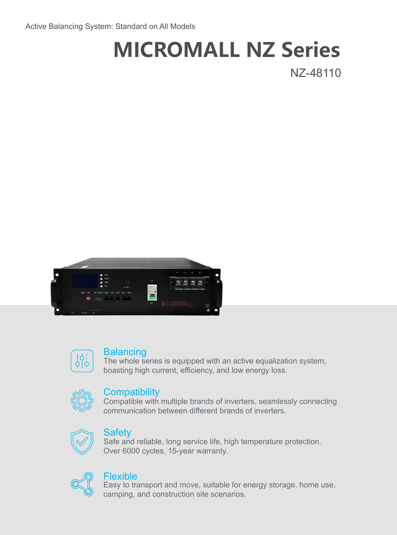 48V 51.2V 100Ah 110Ah 5kWh LiFePO4 Deep Cycle Battery (side profile) 48V 51.2V 100Ah 110Ah 5kWh - BTL-48V110 side profile | NZ Depot