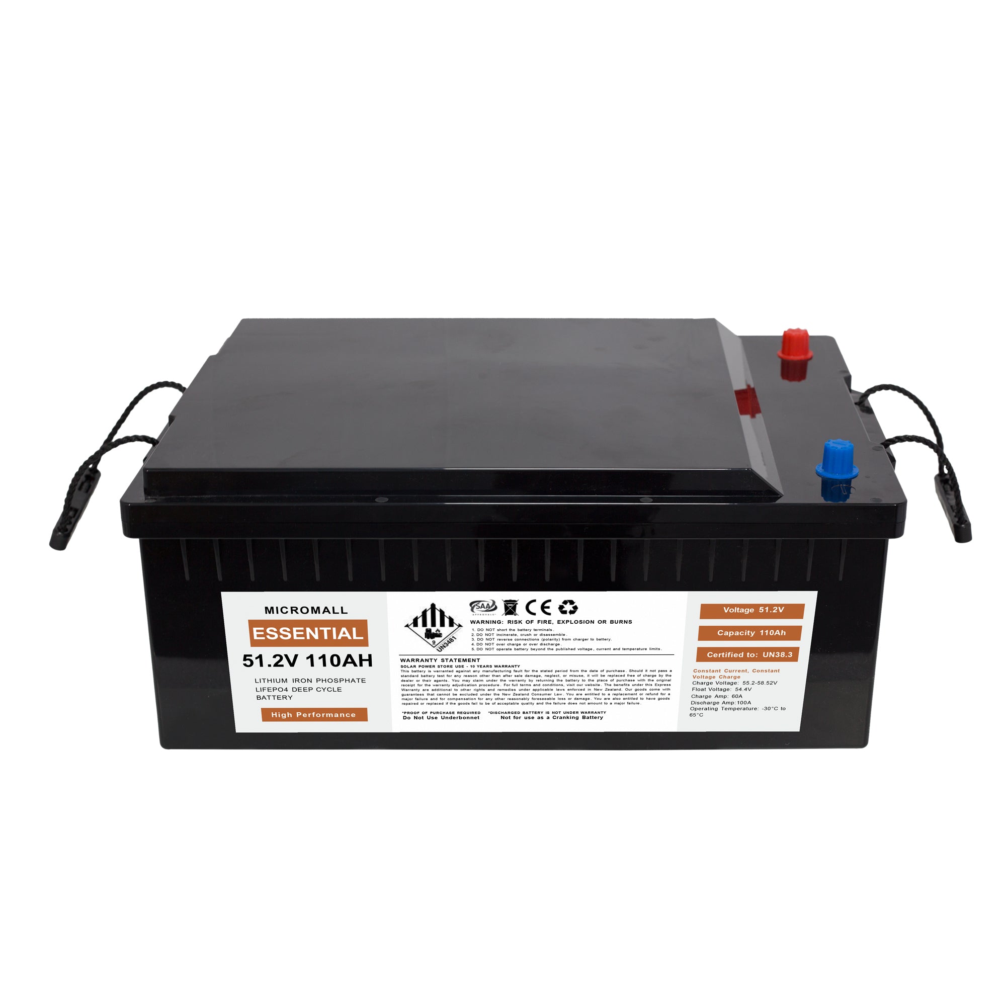 48V 51.2V 110Ah 5KWh LiFePO4 Lithium Battery IP54 Deep Cycle Solar Battery (side profile) 48V 51.2V 110Ah 5kWh - BTL-48V110H side profile | NZ Depot
