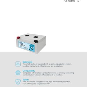 48V 51.2V 100Ah 110Ah - BTL-48V110RE side profile | NZ Depot