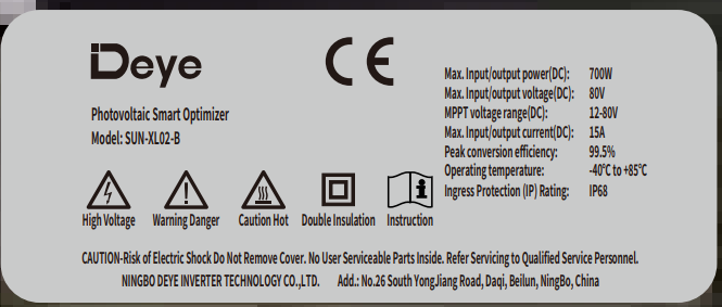 Deye SUN-XL02-B 700W PV Module Optimizer (side profile) Deye SUN-XL02-B 700W PV - SUN-XL02-B-OP side profile | NZ Depot