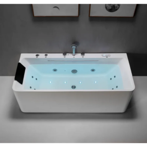 Buy Freestanding Whirlpool Tubs White Back To Wall Acrylic Massage Spa Bath Online - Baths - FreeStanding Bath Tub - 1 - NZ Depot Delivery