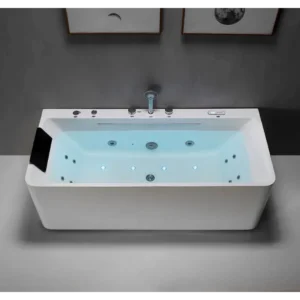 Buy Freestanding Whirlpool Tubs White Back To Wall Acrylic Massage Spa Bath Online - Baths - FreeStanding Bath Tub - 1 - NZ Depot Delivery