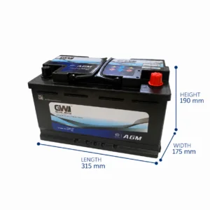 Premium 12V 80Ah 800CCA - AGM-80AH side profile | NZ Depot