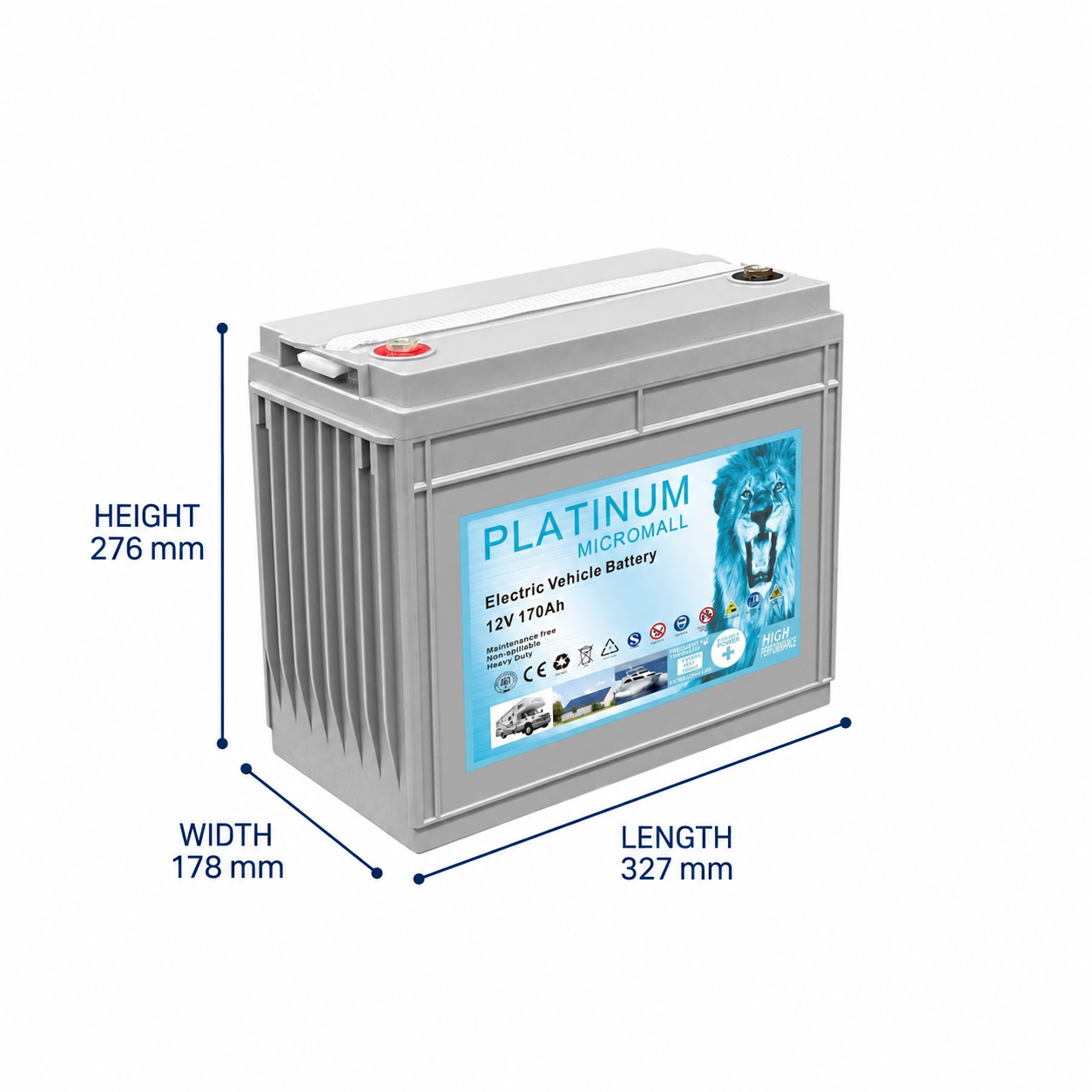 solar-AGM-Gel-Batteries-BTG-12V170-nz-depot-1 12V 170Ah Golf Cart - BTG-12V170 side profile | NZ Depot