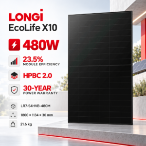LONGi EcoLife X10 480W - LR7-54HVB-480M side profile | NZ Depot