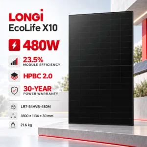 LONGi EcoLife X10 480W - LR7-54HVB-480M side profile | NZ Depot