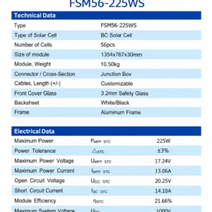 FSM56-225WS 225W BC Solar - MONO225W side profile | NZ Depot