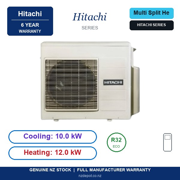 Hitachi RAM-G110N5HCE 10.0 / 12.0 10.0kW 5-head airHome MultiPro R32 Inverter Outdoor Unit - Heat Pump (side profile) Hitachi RAM-G110N5HCE - RAM-G110N5HCE side profile | NZ Depot